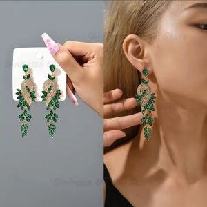 Green and Gold Leaf Earrings